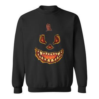 Scary Halloween Jack Olantern Pumpkin Face Sweatshirt - Seseable