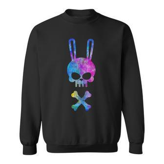 Scary Skull And Crossbones Bad Rabbit Horror Bunny Tie Dye Men Women Sweatshirt Graphic Print Unisex - Thegiftio UK