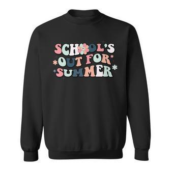 Schools Out For Summer Teacher Cool Groovy Last Day Sweatshirt - Seseable