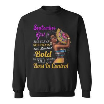 September Girl Virgo Birthday Gift Melanin Afro Queen Womens  Sweatshirt