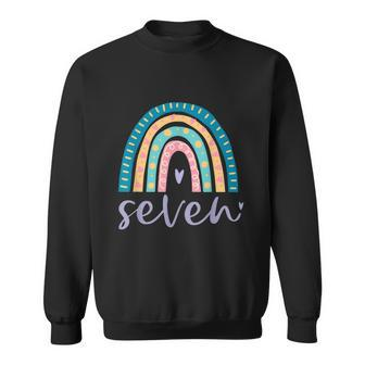 Seven Year Old Rainbow Birthday Gifts For Girls 7Th Bday Sweatshirt - Monsterry