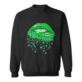 Sexy Lips 420 Cannabis Marijuana Weed Pot Leaf Lover Gift Graphic Design Printed Casual Daily Basic Sweatshirt - Thegiftio UK