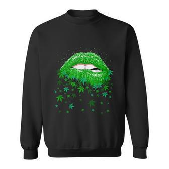 Sexy Lips Cannabis Marijuana Weed Pot Leaf Lover Gift Graphic Design Printed Casual Daily Basic Sweatshirt - Thegiftio UK