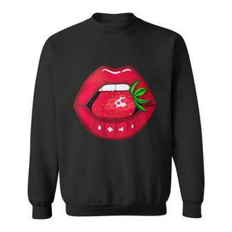 Sexy Strawberry Lips Red Lipstick Woman Strawberries Mouth Graphic Design Printed Casual Daily Basic Sweatshirt - Thegiftio UK