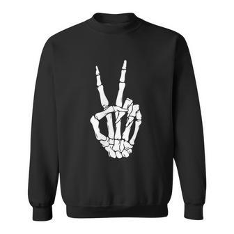 Skeleton Hand Making Peace Sign Hand Showing Peace Sweatshirt - Thegiftio UK