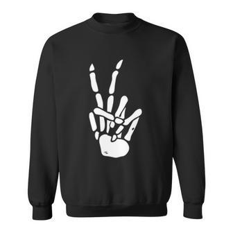 Skeleton Hand Peace Sign Bones Great Gift Graphic Design Printed Casual Daily Basic Sweatshirt - Thegiftio UK
