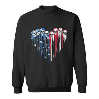 Skull Dripping Heart American Flag Cute 4Th Of July Sweatshirt - Monsterry