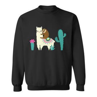 Sloth Riding Llama Funny Cactus Tshirt Sweatshirt - Monsterry