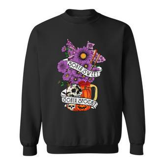 Sorta Sweet Sorta Spooky Flower Skull Pumpkin Halloween Sweatshirt - Seseable
