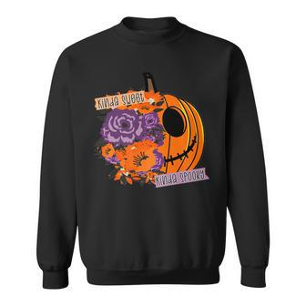 Sorta Sweet Sorta Spooky Funny Halloween Women Girls Pumpkin Sweatshirt - Seseable