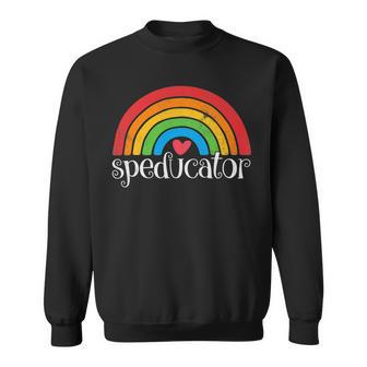 Sped Teacher - Speducator Rainbow Heart Sweatshirt - Seseable