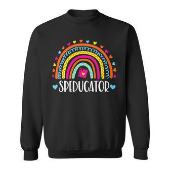 Speducator Rainbow Heart Special Education Teacher Sped Ed Sweatshirt - Seseable