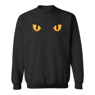 Spooky Creepy Ghost Black Cat Orange Eyes Halloween Sweatshirt - Seseable