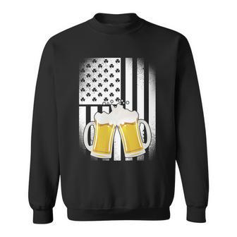 St Patricks Day Beer Shamrock American Flag Sweatshirt - Monsterry