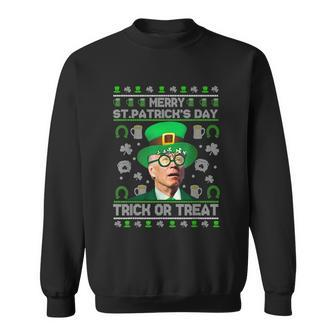 St Patricks Day Gift Trick Or Treat Biden Leprechaun Ugly Gift Graphic Design Printed Casual Daily Basic Sweatshirt - Thegiftio UK