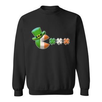 St Patricks Day Irish Flag Pac Man Shamrocks Sweatshirt - Monsterry CA