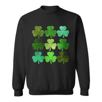 St Patricks Day Lucky Watercolor Shamrocks Sweatshirt - Monsterry CA