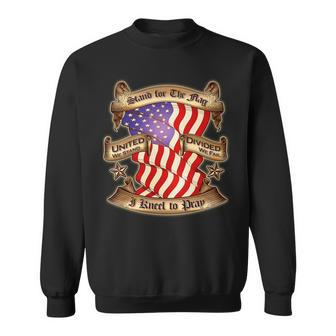 Stand For The Flag I Kneel To Pray United We Stand Divided We Fail Graphic Design Printed Casual Daily Basic Sweatshirt - Thegiftio UK