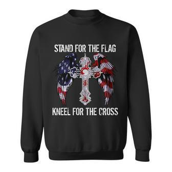 Stand For The Flag Kneel For The Cross Usa National Anthem Sweatshirt - Monsterry DE