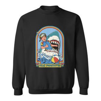 Stay Positive Shark Attack Comic Sweatshirt - Monsterry CA