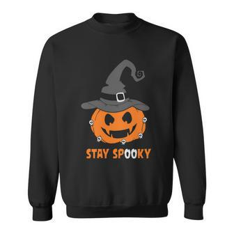 Stay Spooky Pumpkin Witch Hat Halloween Quote Sweatshirt - Monsterry UK