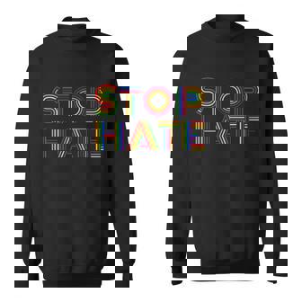 Stop Hate Colorful Rainbow Lgbt Pride Month Graphic Design Printed Casual Daily Basic Sweatshirt - Thegiftio