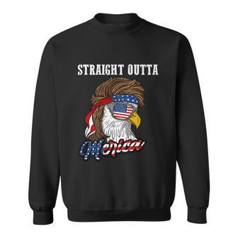 Straight Outta Merica Mullet Eagle Funny Patriot 4Th Of July Gift Sweatshirt - Monsterry