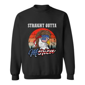 Straight Outta Merica Mullet Eagle Funny Patriot 4Th Of July Gift V2 Sweatshirt - Monsterry