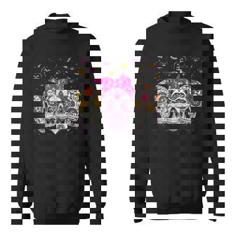 Sugar Skull Breast Cancer Halloween In October We Wear Pink Men Women Sweatshirt Graphic Print Unisex - Thegiftio