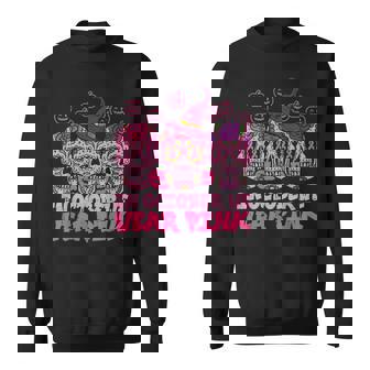 Sugar Skull Halloween Breast Cancer In October We Wear Pink Men Women Sweatshirt Graphic Print Unisex - Thegiftio