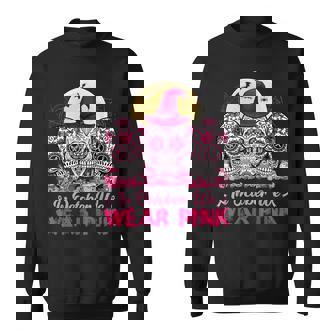 Sugar Skull Halloween Breast Cancer In October We Wear Pink V3 Men Women Sweatshirt Graphic Print Unisex - Thegiftio