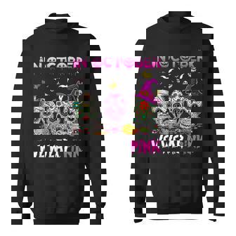 Sugar Skull In October We Wear Pink Breast Cancer Awareness V2 Men Women Sweatshirt Graphic Print Unisex - Thegiftio