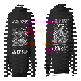Sugar Skulls In October We Wear Pink Breast Cancer Warrior Men Women Sweatshirt Graphic Print Unisex - Thegiftio