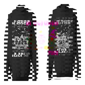 Sugar Skulls In October We Wear Pink Breast Cancer Warrior V2 Men Women Sweatshirt Graphic Print Unisex - Thegiftio
