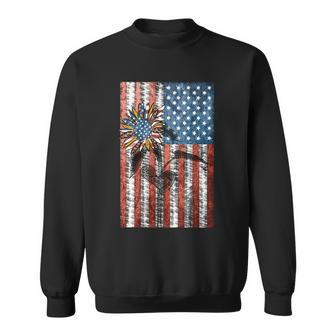 Sunflower American Flag Cute Funny 4Th Of July Independence Day Plus Size Graphi Sweatshirt - Monsterry DE