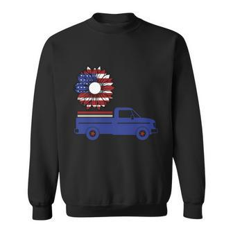 Sunflower American Flag Truck 4Th Of July Independence Day Patriotic Sweatshirt - Monsterry UK