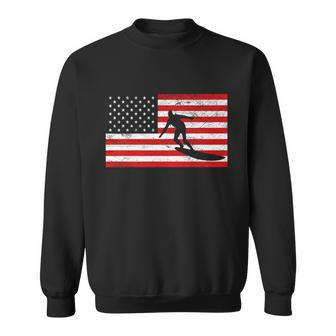 Surfer And Usa Flag Sweatshirt - Monsterry