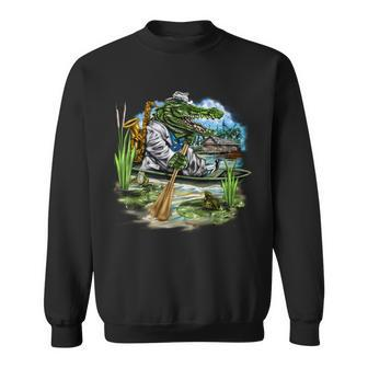 Swamp Gator With A Trumpet Sweatshirt - Monsterry AU
