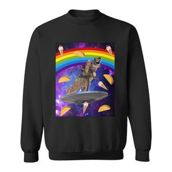 Taco Kitty Riding T-Rex Rainbow Space Cat Sweatshirt - Monsterry AU