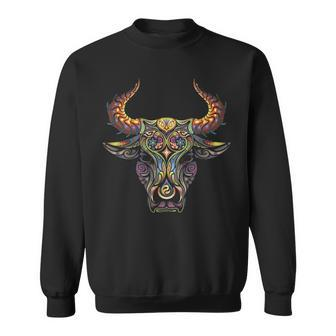 Taurus Zodiac Birthday Cow Bull Floral Farmer Sweatshirt - Thegiftio UK