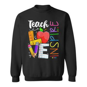 Teach Love Inspire Funny Back To School Prek Kinder Teachers Sweatshirt - Thegiftio UK