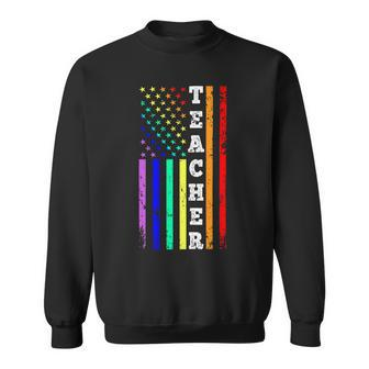 Teacher American Gay Pride Flag Sweatshirt - Seseable