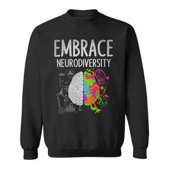 Teacher April Autism Awareness Embrace Neurodiversity Brain Sweatshirt - Seseable
