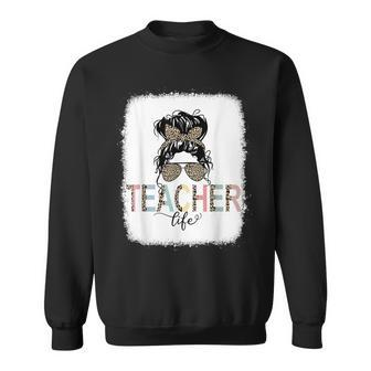 Teacher Life Bleached Teacher Life Royal Messy Bun Sweatshirt - Thegiftio UK