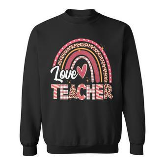 Teacher With Funny Leopard Rainbow Teachers Day Sweatshirt - Seseable