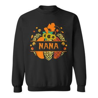 Thankful Grateful Blessed Nana Pumpkin Leopard Halloween Sweatshirt - Seseable
