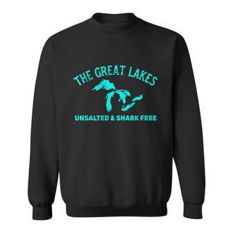 The Great Lakes Unsalted & Shark Gift Funny Free Michigan Gift Vintage Gift Sweatshirt - Thegiftio UK