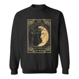 The Moon Tarot Xvii Inspired Black Cat Witch Hat Halloween Men Women Sweatshirt Graphic Print Unisex - Thegiftio UK