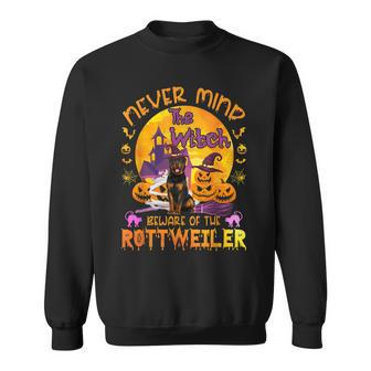 The Witch Beware Of The Rottweiler Halloween Sweatshirt - Seseable