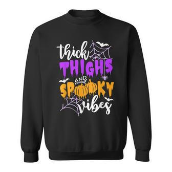 Thick Thighs And Spooky Vibes Spooky Clothes For Women Sweatshirt - Thegiftio UK